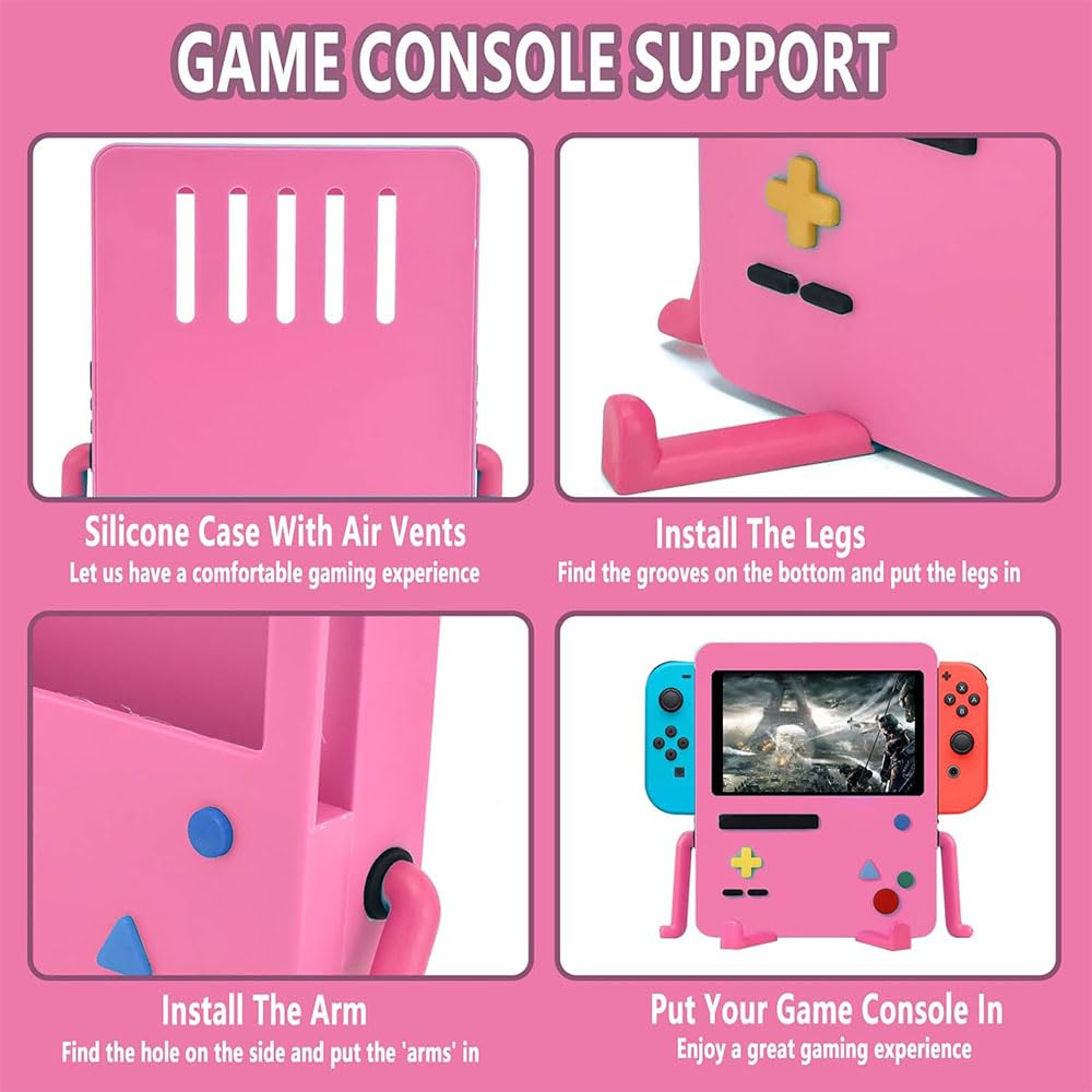 Funda rígida Protectora de Dibujos Animados para Consola de Interruptor, Consola de Juegos, Carcasa Protectora para Switch portátil, Soporte de Videojuegos (Ventilador de refrigeración, Rosa)