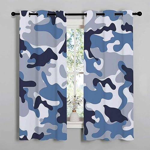 Miniatura 3 de Cortinas Camouflage Grommet Short Curtain Divider Cortinas para Ventanas De Cuarto 55Inch Width by 72Inch Length,2 Panels