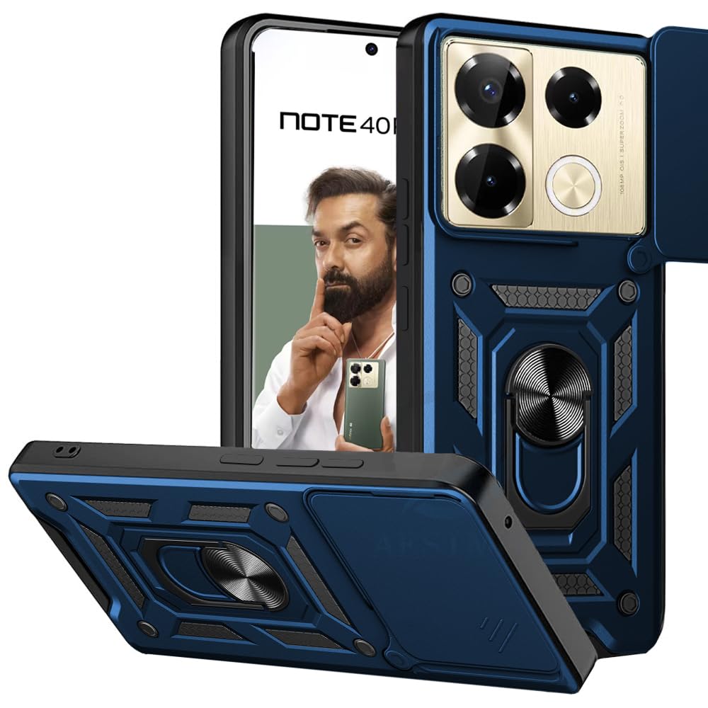 AESTMO Polycarbonate Tough Armor Infinix Note 40 Pro 5G Bumper Back Case Cover|Ring Holder&Sliding Camera Shield Cover|360 Degree Protection Back Case Cover For Infinix Note 40 Pro 5G(Blue) (B0D7MRPKN2) Amazon Price History, Amazon Price Tracker