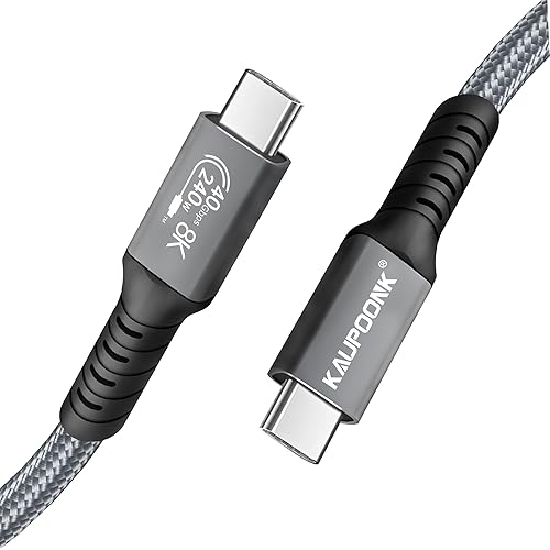 Cable USB 4 compatible con pantalla HD de 8K, transferencia de datos rápida de 40 Gbps y potente cable USB C a tipo C de carga de 240 W para laptop,