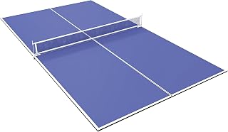 Soozier 9 ft Folding Ping Pong Table Top Topper for Billiard Pool Tables, Regulation Sized Foldable Table Tennis Conversion Top with Net Set, Foam Padding, Net 