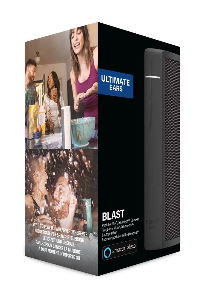 Ultimate Ears Blast Tragbarer Bluetooth-Lautsprecher | WLAN, 360° Sound, Amazon Alexa integriert, Wasserdicht, Staubdicht, Sturzsicher, 12-Stunden Akku - Schwarz