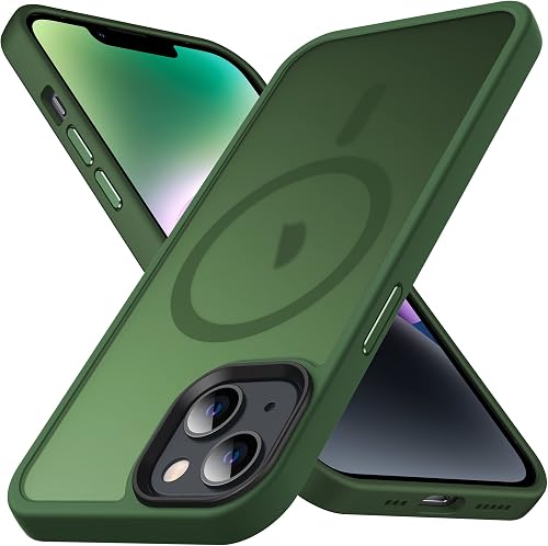 Anqrp Designed for iPhone 14/13 Case, [Support Magsafe] Soft Silicone Slim Anti-Scratch Case for iPhone 14/13 6.1 inch, Green