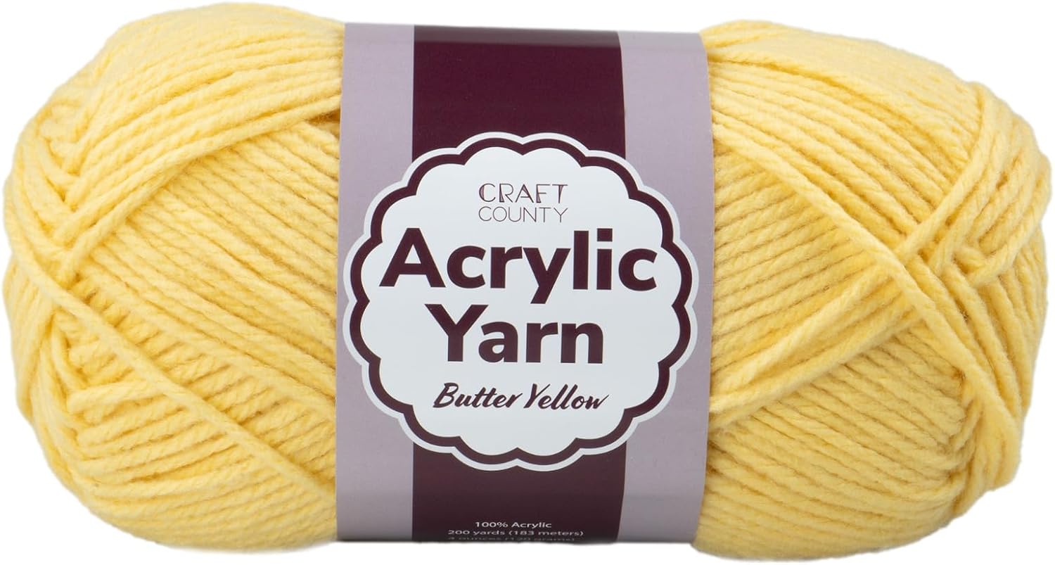 Craft County Medium 4 Acrylic Yarn – 200 Yards of Super Vibrant Yarn for Blankets, Scarves, Hats, & More!