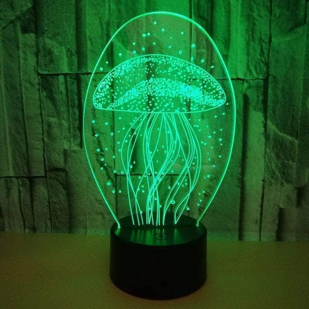 althiqahkeyJellyfish Jelly Fish 3D Night Light Soccer 7 Colors Change Smart Touch Button Control for Living Room Bedroom Home Decor Creative Gift Toys