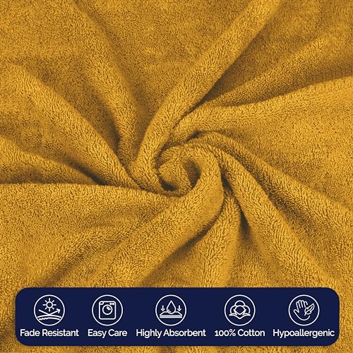 Image of Elegant Comfort Premium Cotton 8-Piece Towel Set, Includes 4 Washcloths, 2 Hand & 2 Bath Towels, 100% Turkish Cotton - Highly Absorbent and Super Soft for Bathroom, Gold (Pack of 4)