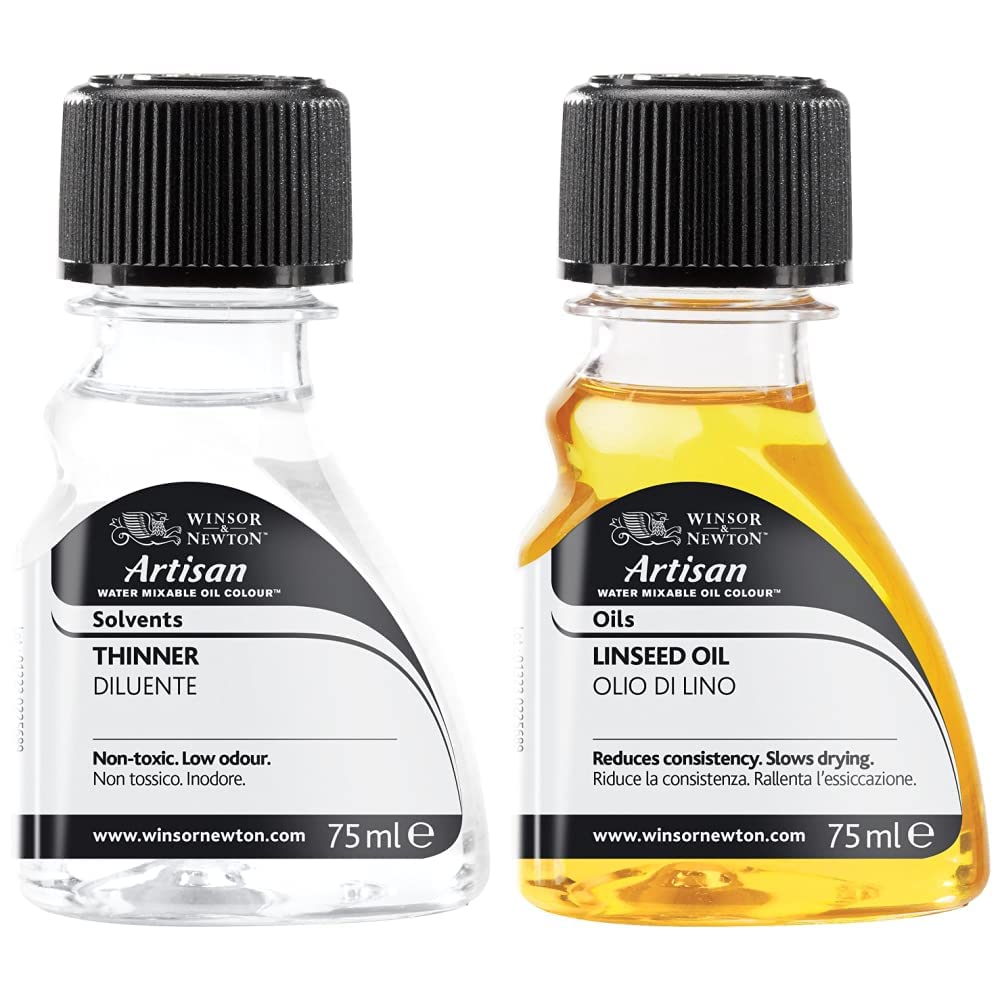 Winsor & NewtonRCFAWT75 75 ml Artisan Water Mixable Thinner Medium & RCFAWLO75 75 ml Artisan Water Mixable Linseed Oil Medium