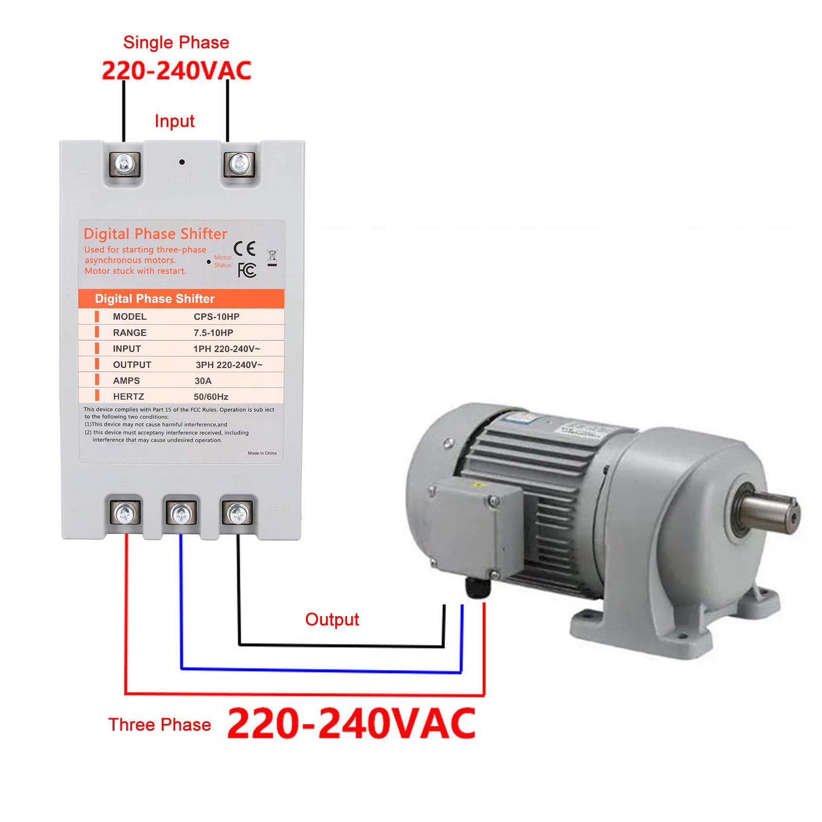 Generic Cyfrowy Konwerter Fazy, Wydajny Konwerter Jednofazowy na 3 Fazy o Mocy 7,5 KW do Niezawodnego Wyposażenia Silnika, Idealny do zastosowań Komercyjnych 220–240 V AC