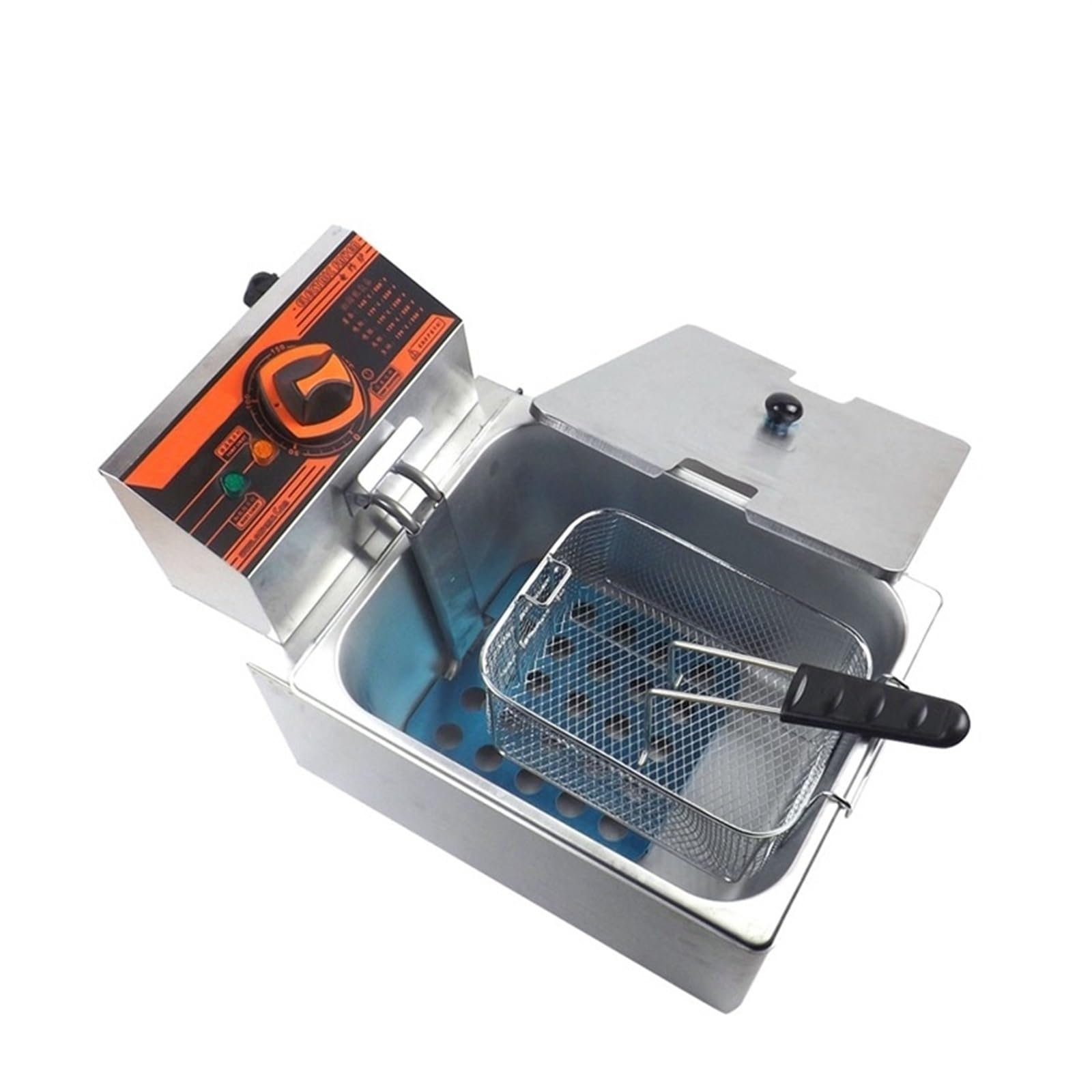 Freidoras, Freidora eléctrica Comercial for el hogar, freidora de Cocina, Cesta for cocinar Patatas Fritas, sartén Profunda, 6L, 2,5 kW