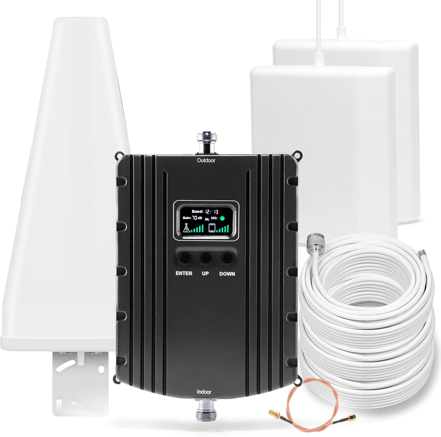 Cell Phone Booster for Home & Multi-Room, Cell Phone Signal Booster with 2 Indoor Panel Antennas for Band 66/2/4/5/12/17/13/25,Up to 8000 Sq.Ft,Boost 4G 5G LTE Data for All U.S. Carriers, FCC Approved