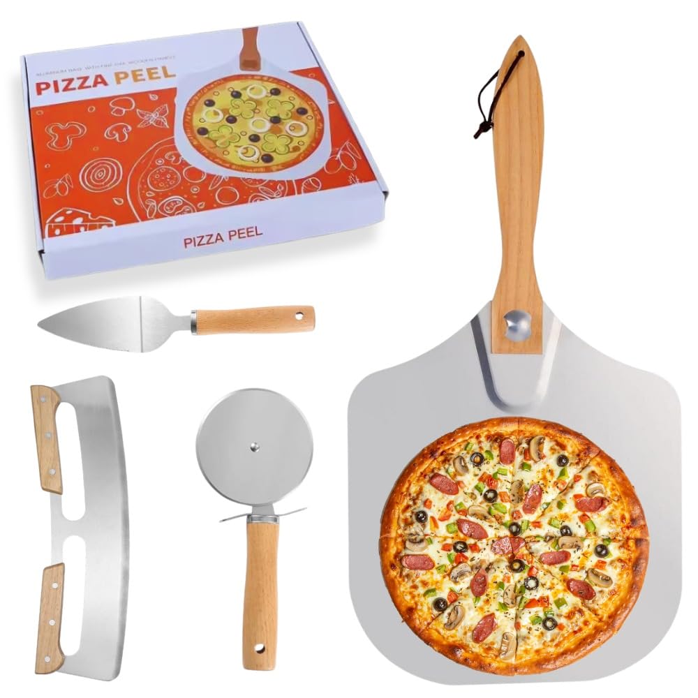 Pizza Peel Aluminum Pizza Spatula Set,12 inch Metal Pizza Paddle(12
