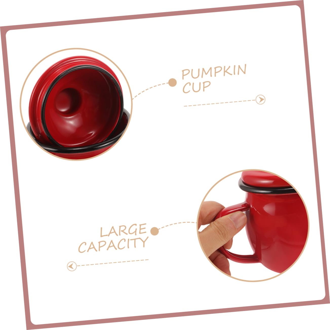 Emaille Wasserbecher 2 Stück mit Deckel 580ml, Rot, Mikrowellengeeignet | Büro und Party, Glatte Oberfläche, Robust und Tragbar, Simples Stilvolles Design