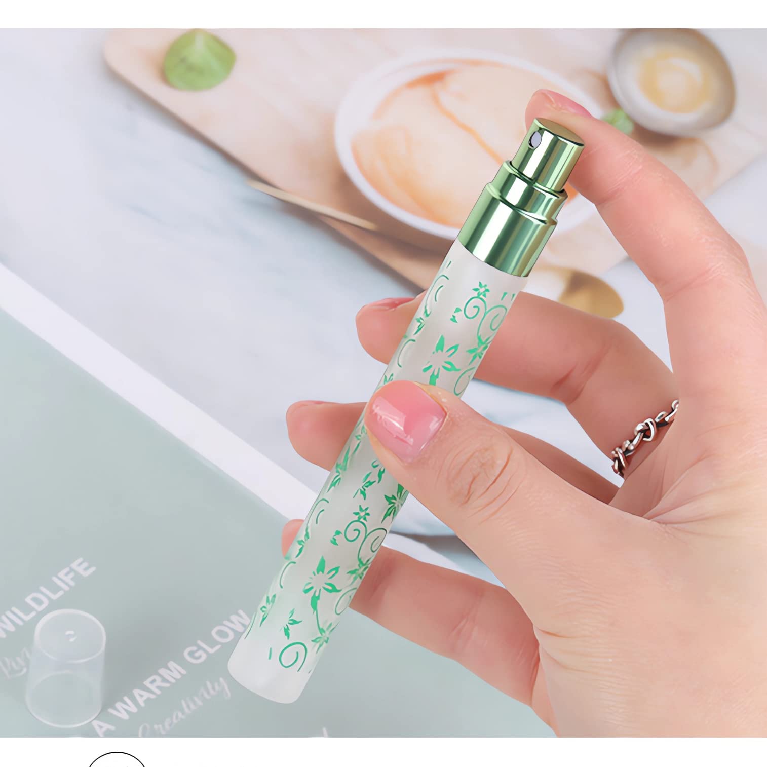48 Piezas Verde 10ml Botella de Aerosol de Vidrio Mini Botella de Spray de Cristal Atomizador de Perfume + 1 x Embudo