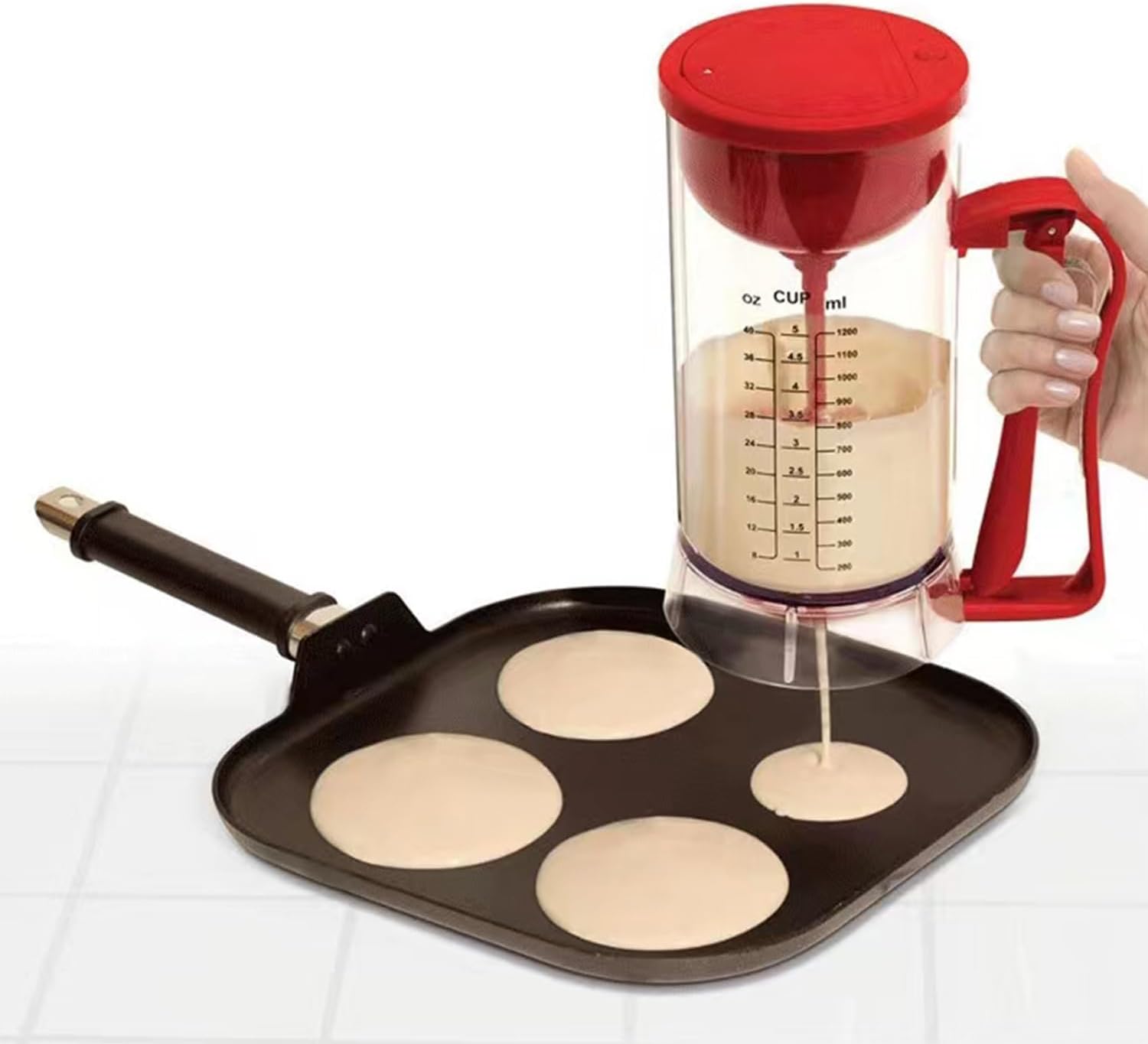 Pancake Batter Dispenser, Batter Dispenser with Mixer, Ideal for Weekend Brunch and Holiday Baking, Versatile Electric Pancake Mixer for Cupcakes, Waffles, and Muffins,Batter Dispenser(1200 ml)