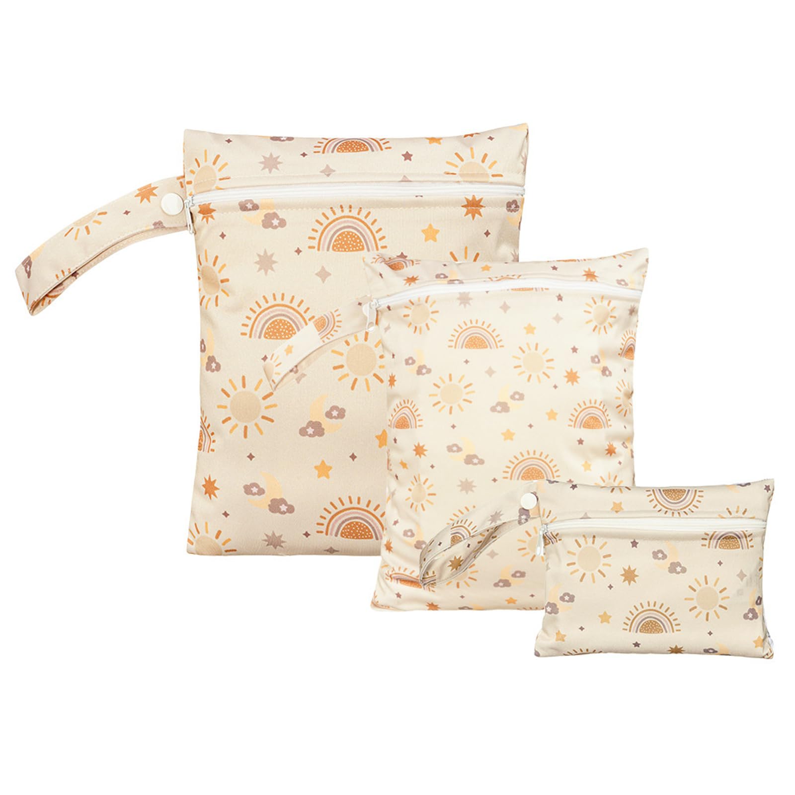 Lot de 3 sacs à couches imperméables réutilisables pour bébé, voyage, plage, camping, gym, natation, beige, Taille unique, Praticité