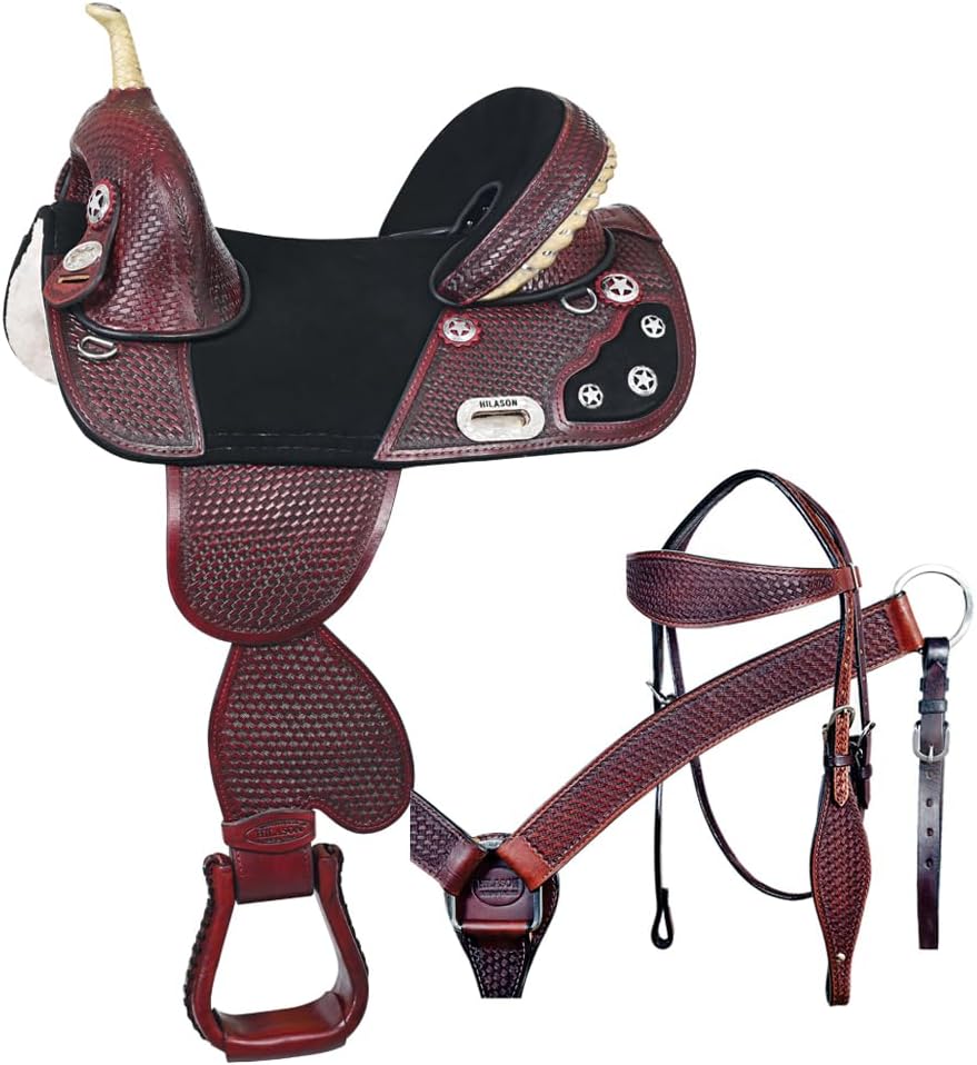 HILASON Western Horse Saddle Treeless American Leather Trail Barrel Tack | for Horses