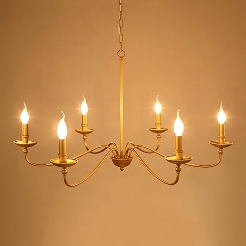 Miniatura 3 de SEOL - Lámpara colgante de hierro de 36 pulgadas de diámetro, estilo clásico de candelabro, rama grande, para colgar en el techo, 6 luces de 240 W,