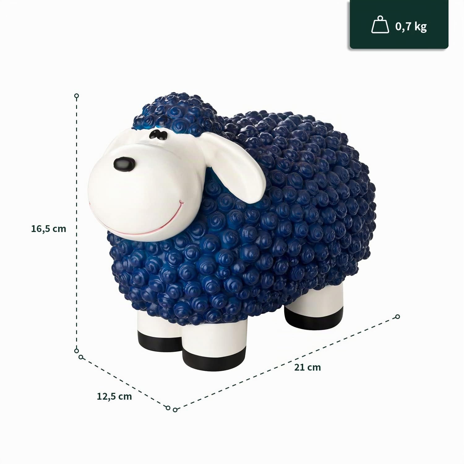 VERDOBA Mini Deko Schaf für den Garten, wetterfest - blaues Deko-Schaf Molly