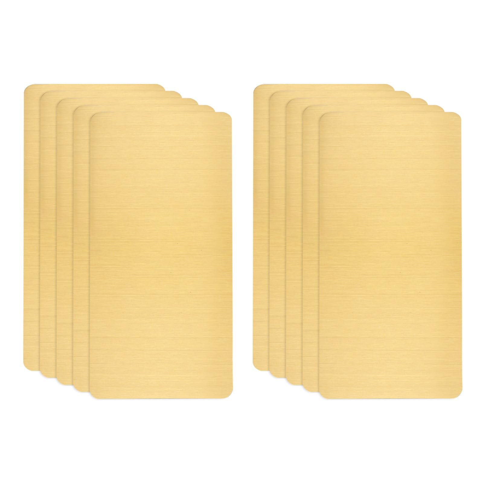 sourcing map 10pcs Metal Business Card Blanks, 80mm x 30mm x 0.5mm Stainless Steel Engraved Metal Business Visiting Name Cards for House Office DIY Gift Invitation(Brushed Gold)