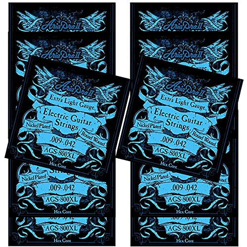 アリアプロツー エレキギター弦 AriaProII Electric Guitar Strings AGS-800 (AGS-800XL Extra Light 09-42, 10セット)