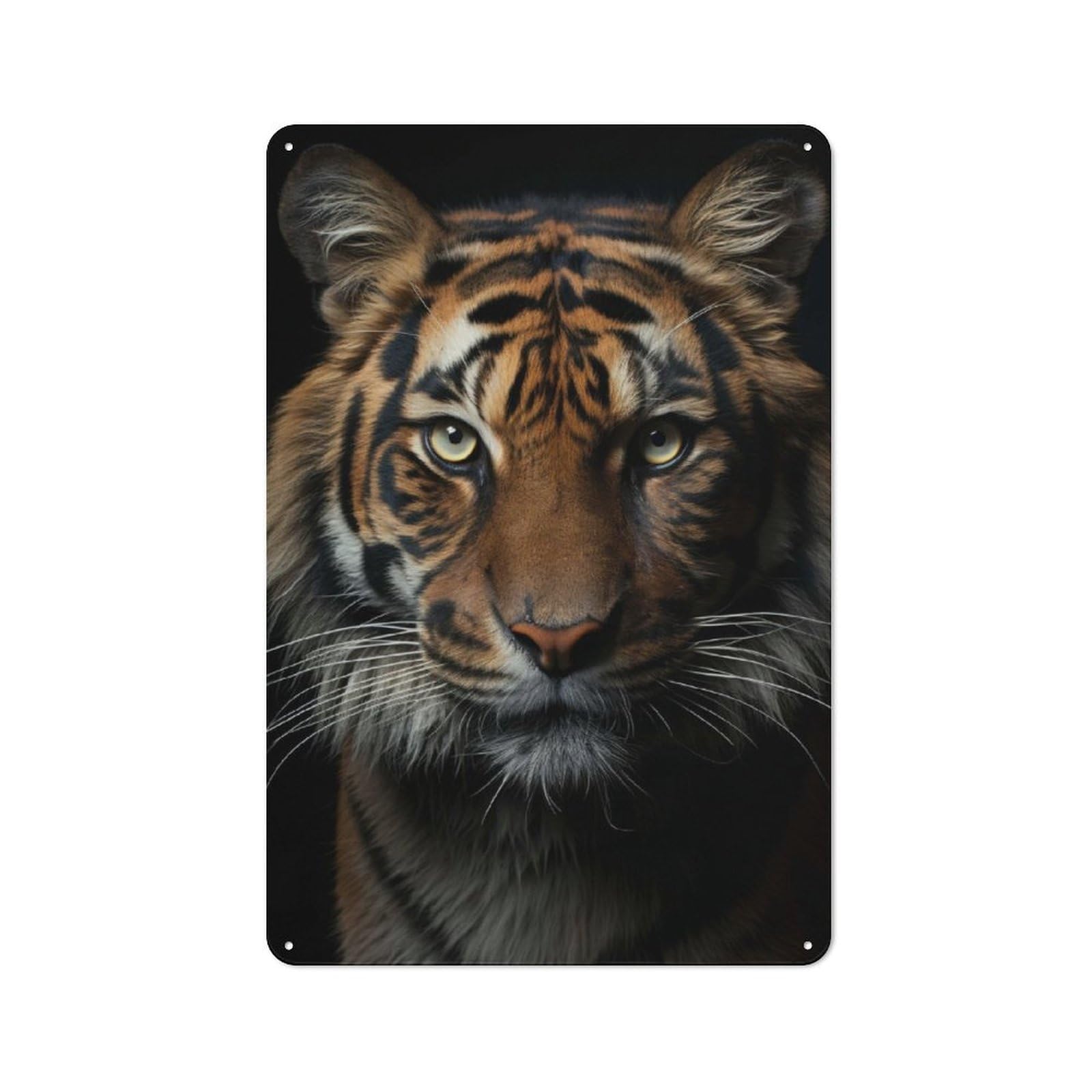 Cool Tiger Animal Portrait Retro Metal Plaque 30x20cm for Lounge Or Reading Corner, Winter Wall Decor for Reading Corner Decorators