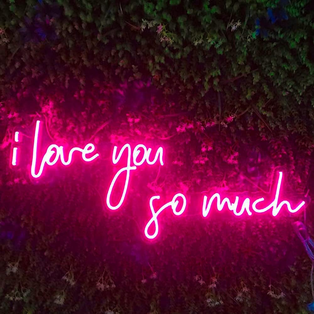 I Love You So Much Neon Signs for Room Wall Decor Bathroom Decor Wedding Party Decoration Pink LED Neon Signs for Bedroom Neon Lights 2 Separate Backboard "I Love You" 18x10","So Much" 15x9" Brand: HDJSIGN