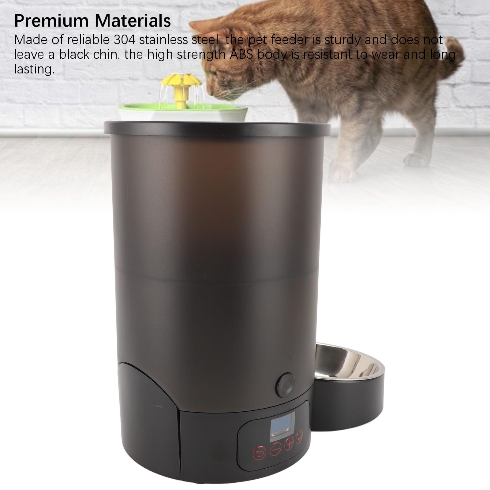 Generic Alimentatore Automatico Temporizzato per Animali Domestici in Acciaio Inossidabile 304 di Grande capacità 3 Litri per Cani e Gatti Domestici (Ciotola singola nera)