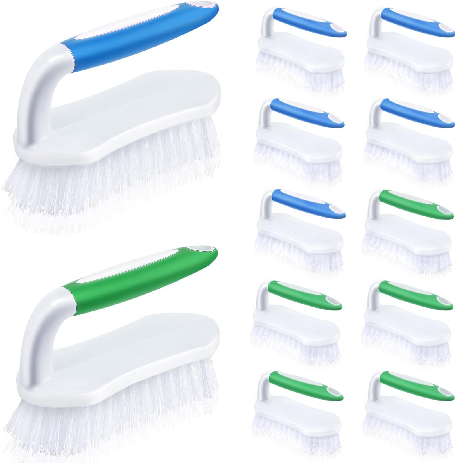 - Lallisa 12 Pcs Scrub Brush for Cleaning with Handle Comfortable to Grip Heavy-Duty Flexible Stiff Bristles Scrubber Brushes Bulk for Shower Bathroom Carpet Kitchen Floor Tiles (Blue,Green)