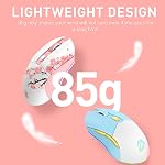 DAREU Sakura Pink Wireless Gaming Mouse with Charging Dock Rechargeable RGB,12K DPI,6 Programmable Buttons High-Precision Sensor [300IPS] [1000Hz] for PC Notebook Mac