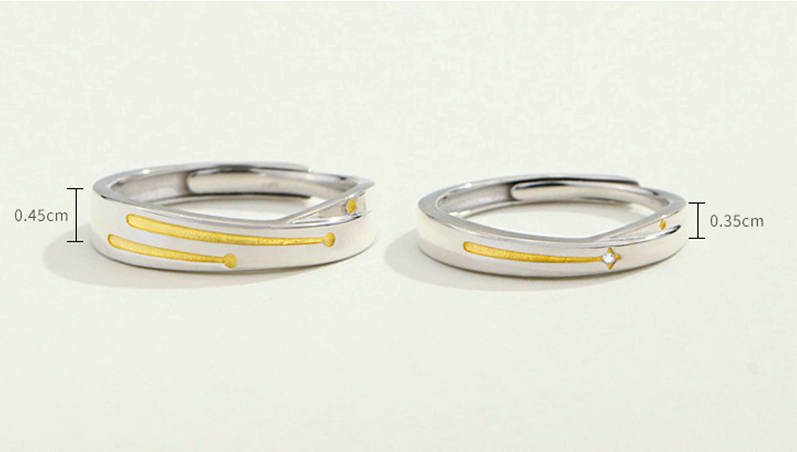 Anillos de Boda Compromiso, Anillo de Mejor Amigo Meteor Plata Oro con Forma Redonda Blanca Circonita Plata de Ley