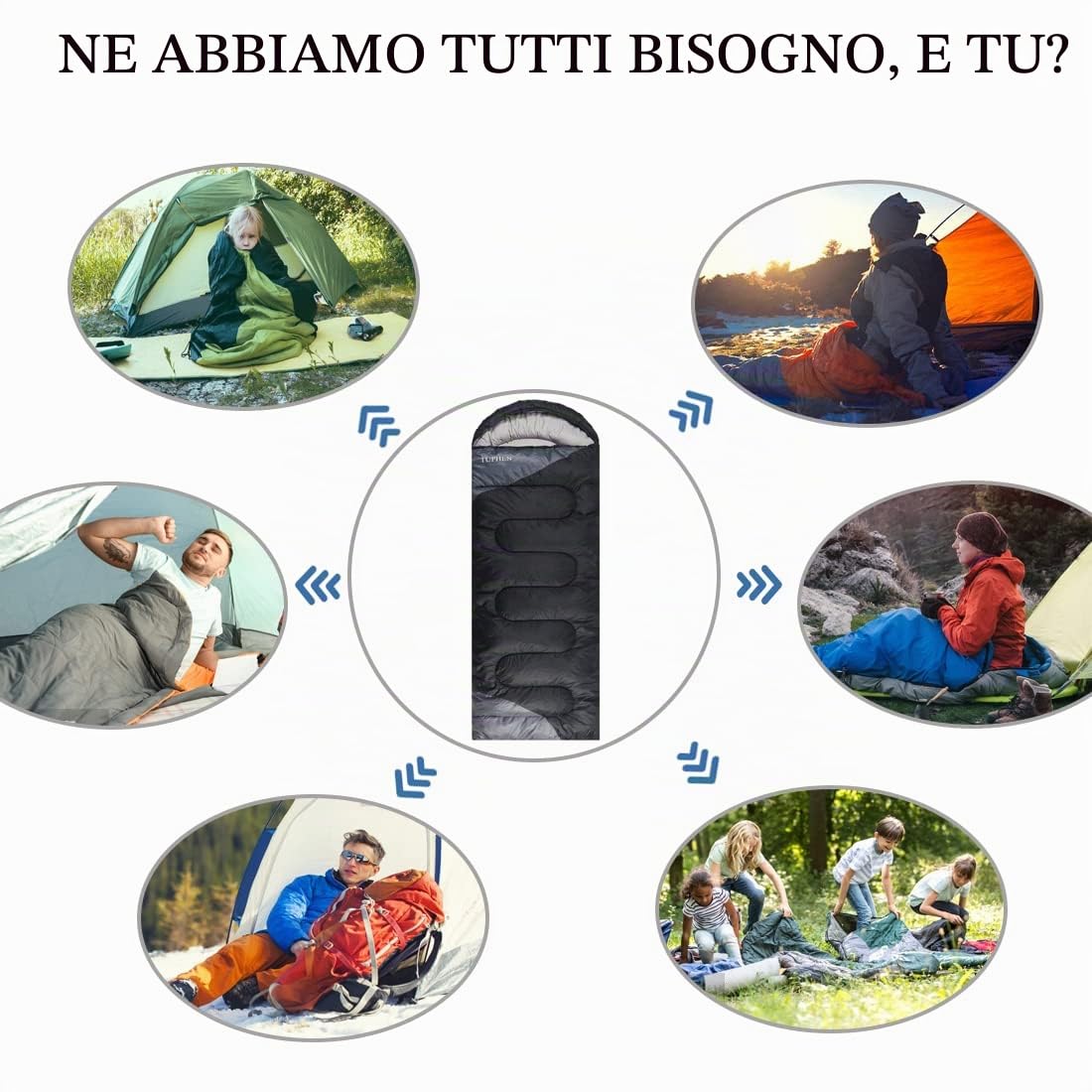 tuphen Sacchi A Pelo Zaino in Spalla Escursionismo Campeggio Fodera in Microfibra, 4 Stagioni, Uso Interno Ed Esterno, Leggeri E Impermeabili