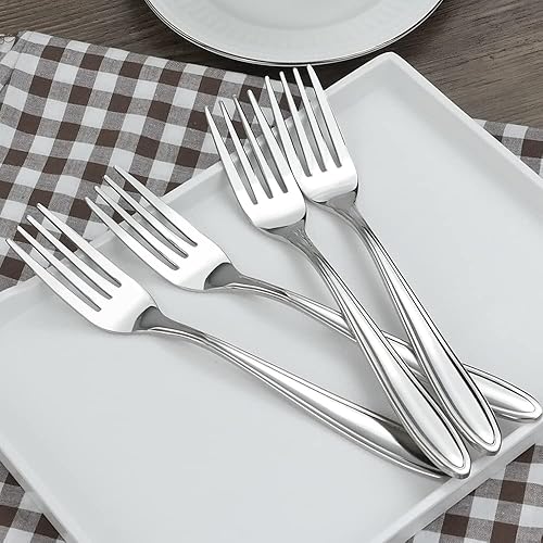 Miniatura 6 de Jekiyo Tenedores de cena de acero inoxidable, 8 pulgadas, tenedor de mesa de 12 piezas