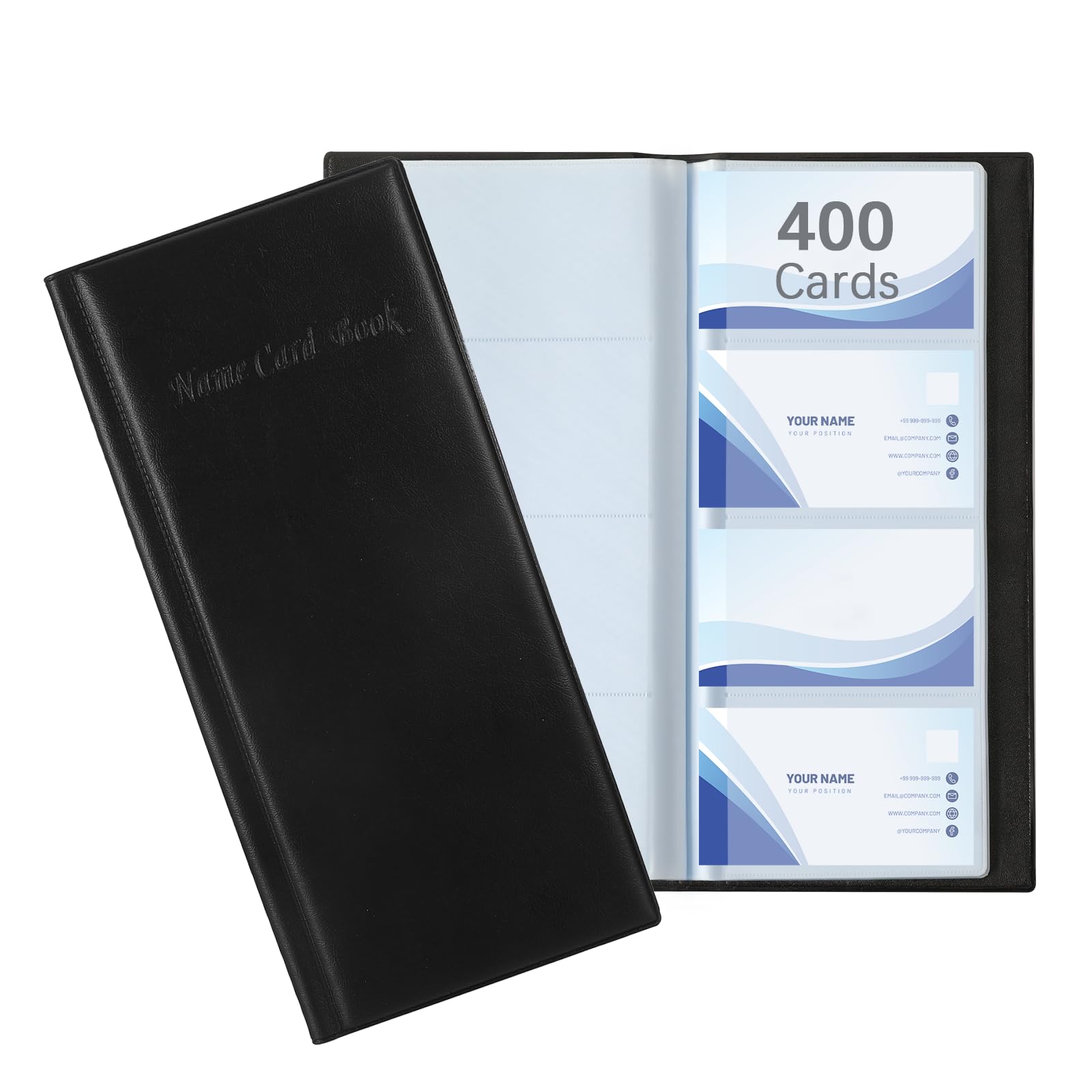 Qiimenguer 400 Card Business Card Holders Pu Leather Business Card Name Card Collection Folder for Offices, Internships and Sales, Store Client Cards