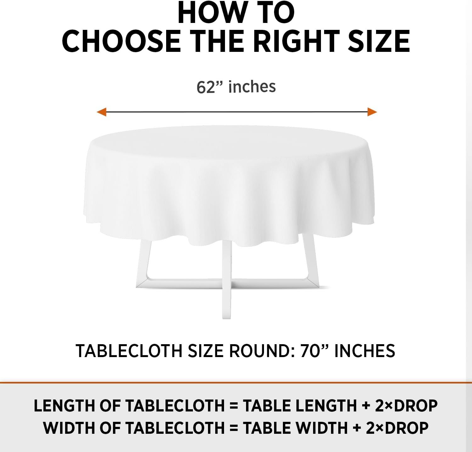 UBICON Premium Cotton Blend Round Tablecloth - Durable, Wrinkle-Resistant, Shape-Retaining - Versatile & Elegant for Any Occasion