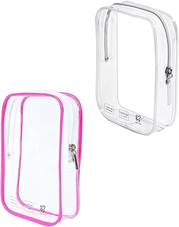 Packing Cubes Quart Size Travel Bag Tsa Approved Clear Toiletry Bag Small European International Must Haves Long Flight Airplane Essentials (2, Pink, Clear)
