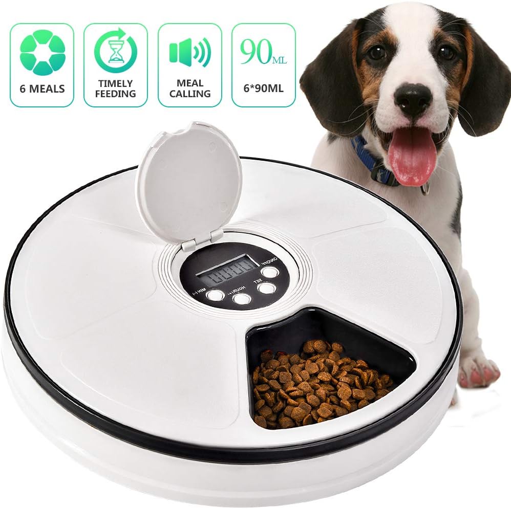 cat Automatic Feeder Cats Dogs Timed Feed Trays Dry Wet Food Dispenser