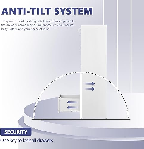 Miniatura 19 de Archivador de 4 cajones con cerradura, archivadores de metal, archivador vertical pequeño archivador de acero con cerradura para oficina en casa