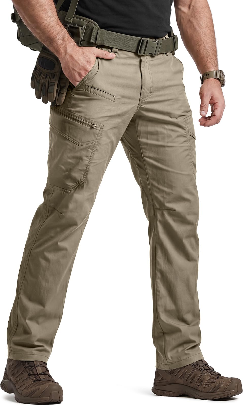 CQR Men's Quick Dry Tactical Pants, Water Resistant Outdoor Pants, Lightweight Stretch Cargo Work Hiking Pants — view 2