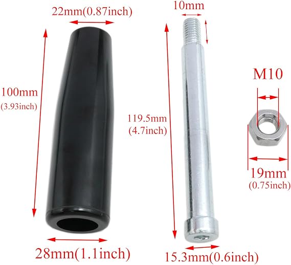 1 Pack M10 Revolving Handle with Nut 100 mm for Trailer Jack