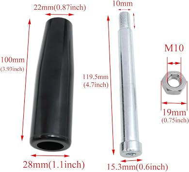 1 Pack M10 Revolving Handle with Nut 100 mm for Trailer Jack