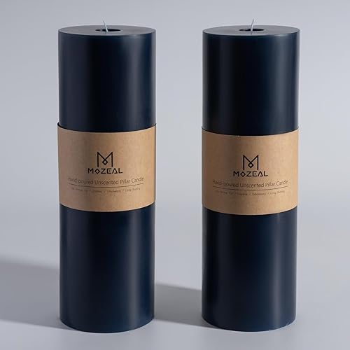 Miniatura 283 de MOZEAL Velas de pilar extra grandes de color borgoña de 4" x 10" (juego de 2), sin perfume, sin goteo, sin humo, de larga combustión limpia, velas