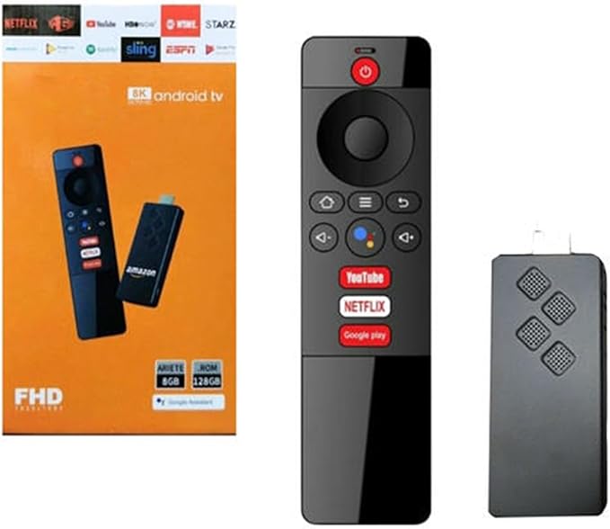 Android TV Stick 8K 8GB RAM 128GB ROM Mando Control Voz HDMI Streaming Ultra HD