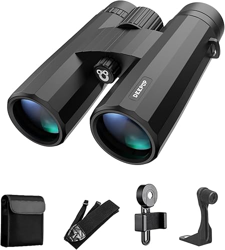 Prismáticos HD de 12 x 42 pulgadas para adultos con adaptador de teléfono actualizado prismáticos de alta potencia con prismas BaK4 prismáticos