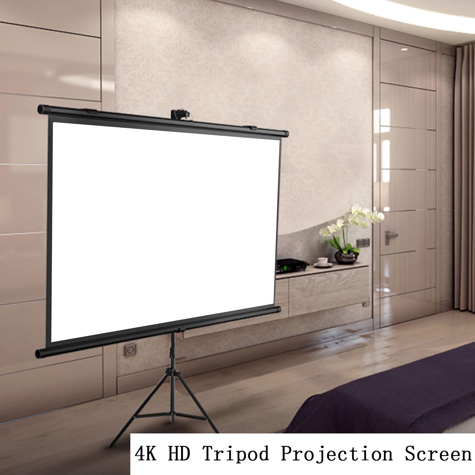 Tripod Screen 60 Pollici 72 Pollici Schermo Proiettore con Supporto, Treppiede Regolazione Altezza, Schermo del Proiettore con Supporto, Telo per Videoproiettore(16:9,60in)