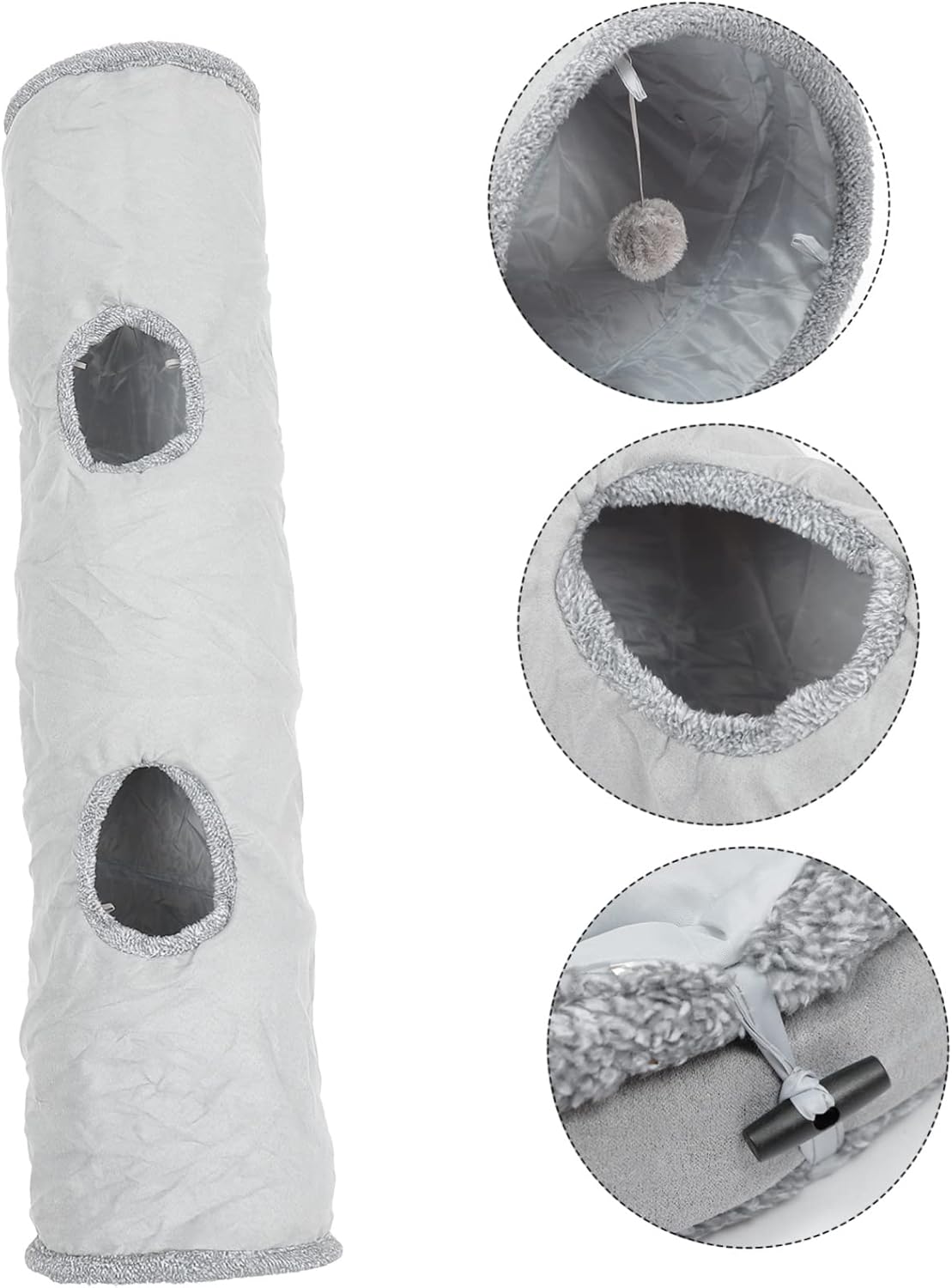 GANAZONO Foldable Cat Tunnel Bed Spacious Suede Fabric Toy for Indoor Kittens Puppies Rabbits Compact Storage for Endless Fun and Scratch Play Grey