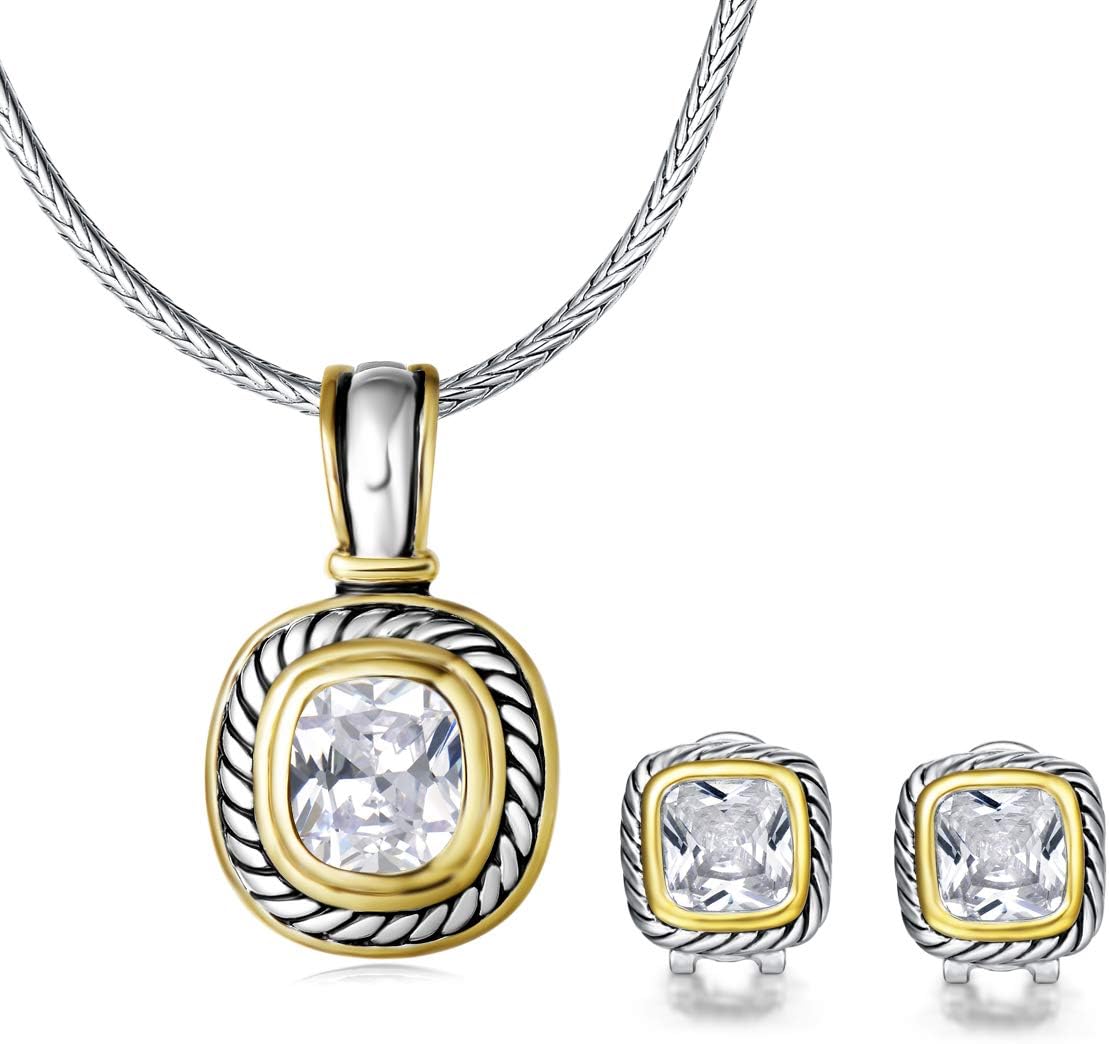 UNY Elegant Wedding Jewelry Sets CZ Crystal French Clip Earring Enhancer Pendant Designer Inspired Christmas Gifts