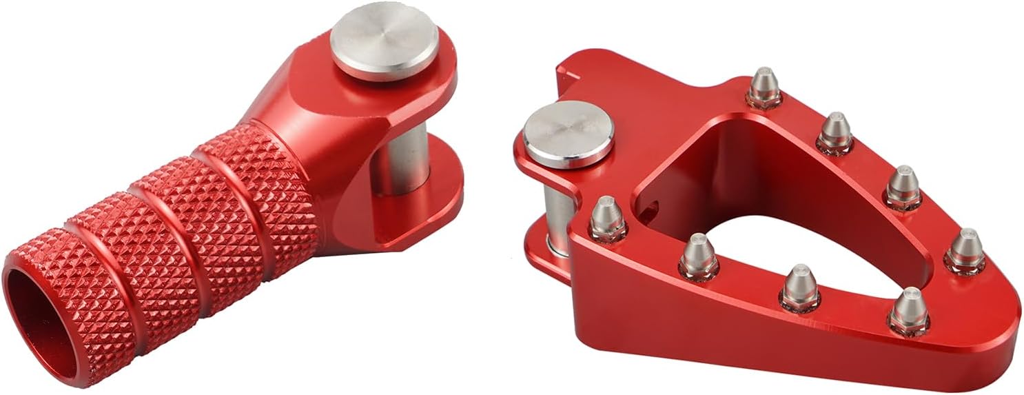 NICECNC Red Gear Shift Lever Tip Brake Foot Pedal Plate Kit Compatible with Honda XR650L 1993-2024,Dirt Bike Aluminum