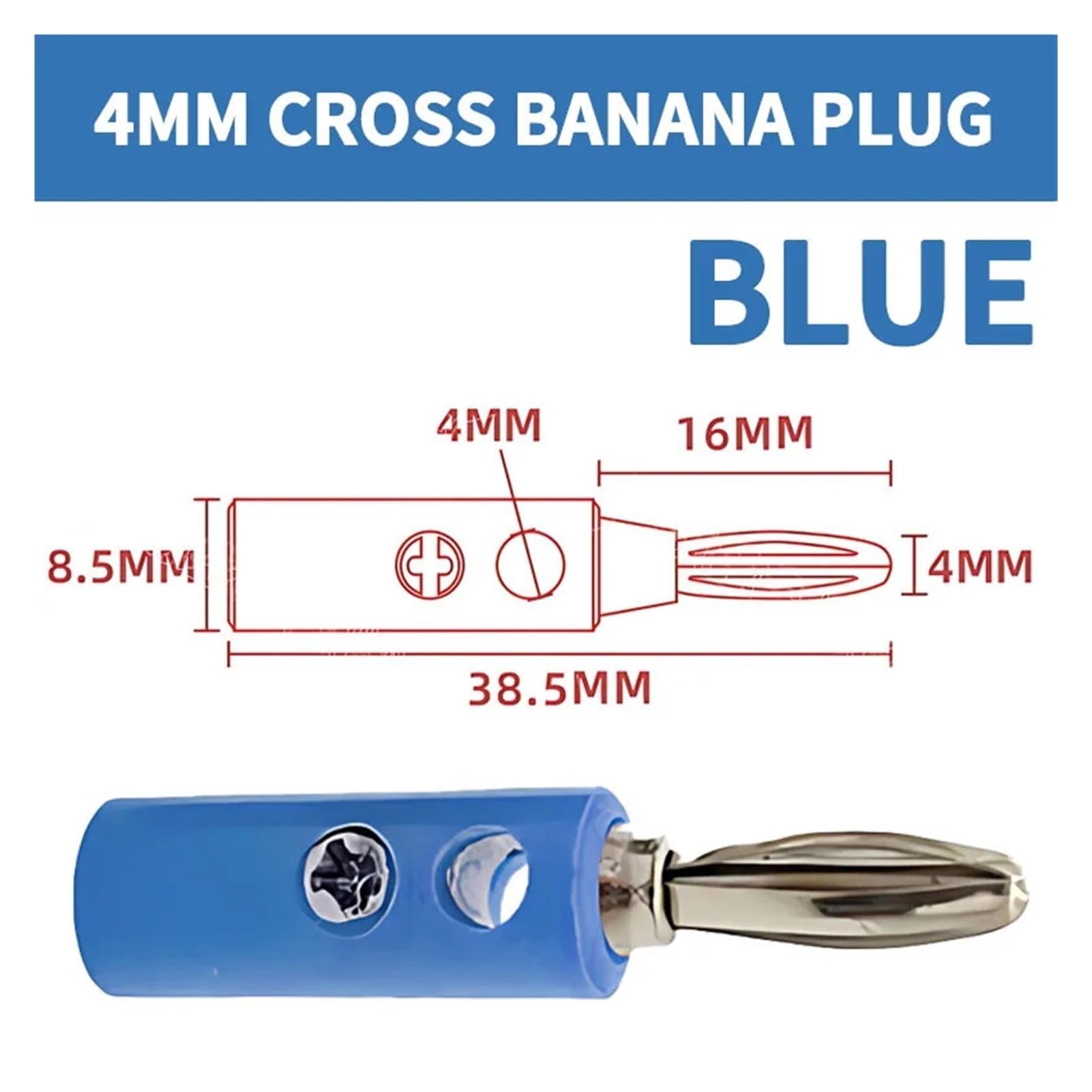 Presa a banana da 4 mm, connettori terminali per altoparlanti senza saldatura, 20/50/500 pezzi, 5 colori disponibili (rosso placcato oro, 50 pezzi)
