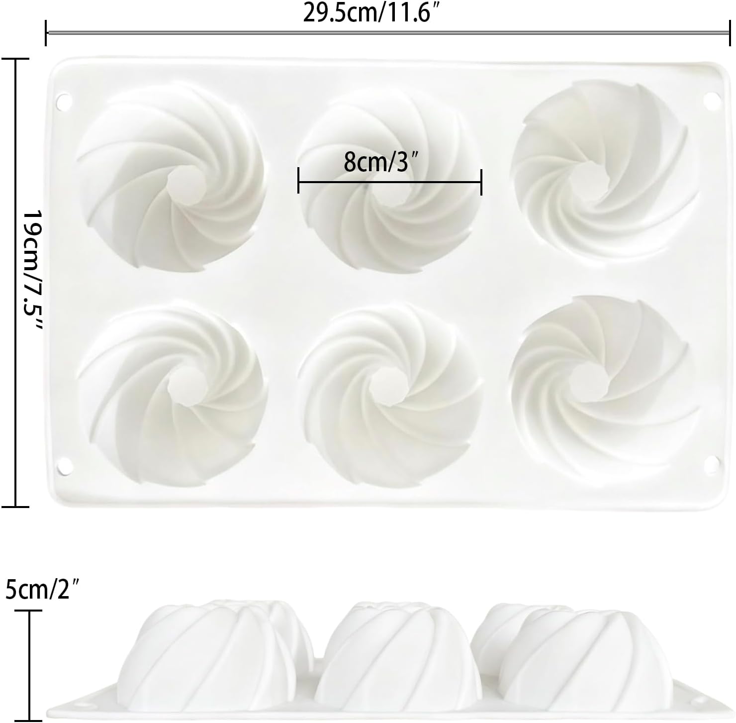 2 Pcs Mini Fluted Tube Cake Pan, 6-Cavity Silicone Fluted Tube Cake Pan Donut Molds, Nonstick Cake Baking Pan for Cupcakes, Donuts, Jellies