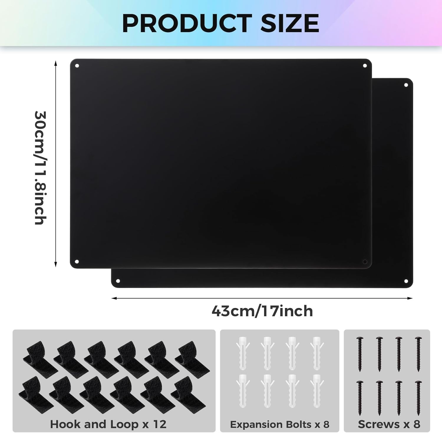 Thboxes 2 Pack Magnetic Board, 17" x 11.8" Metal Magnet Board for Wall Magnet Bulletin Boards for Cabinet Refrigerator Home Office to Display Magnetic Spice Jars Fridge Magnets Notes Photos (Black)
